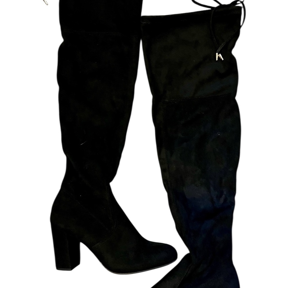 Candies Talent Black Suede Fabric Over-The-Knee Boots Size 7 M - Picture 2 of 4